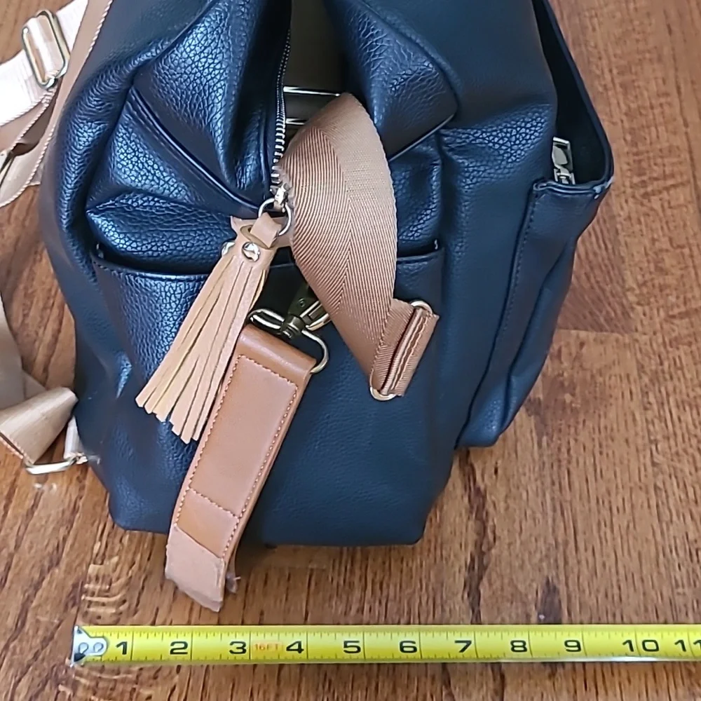 Milkmaid Black and Tan Backpack Diaper Bag - Picture 11 of 13